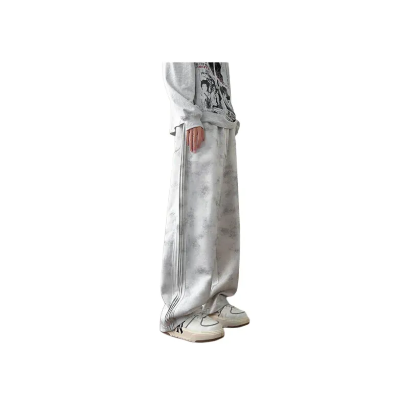 CORNILOT Casual Pants Unisex Gray White-2