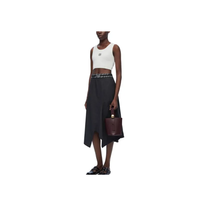 LOEWE Cropped Anagram Tank Top 'White/Navy Blue'-2