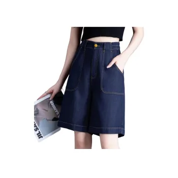 You Cow Me Pants Denim Shorts Women's Denim Blue