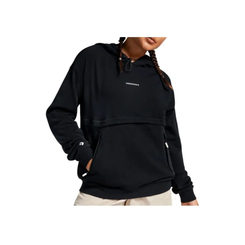Converse Wordmark Pullover Hoodie Sweatshirt Women's Black-2