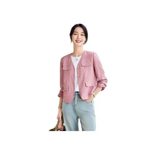 ELANIE RIESE 퍼플 레드 여성 크롭 코트