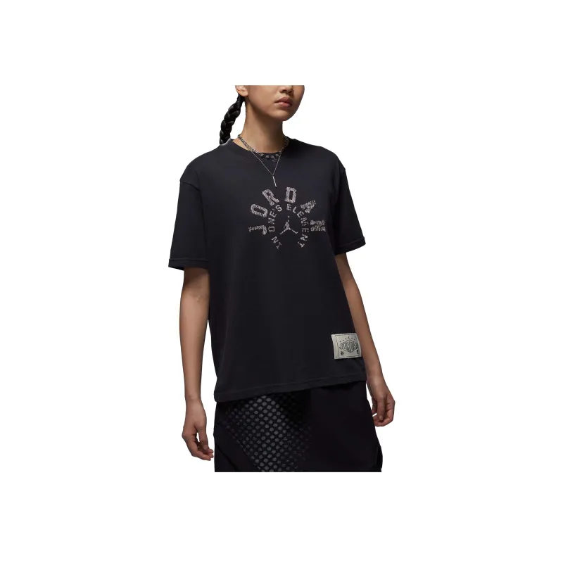 Jordan Drop Shoulder Sleeve T Shirt Women's Gray Black/Medium Olive Green-0