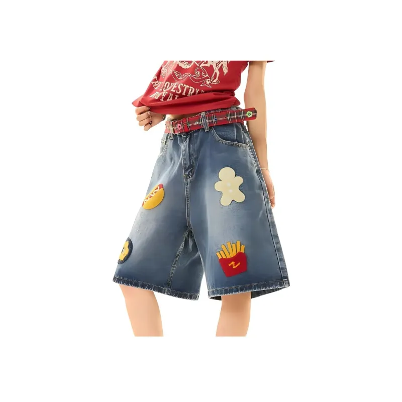 HOKLV Denim Shorts Unisex Dark Blue-0