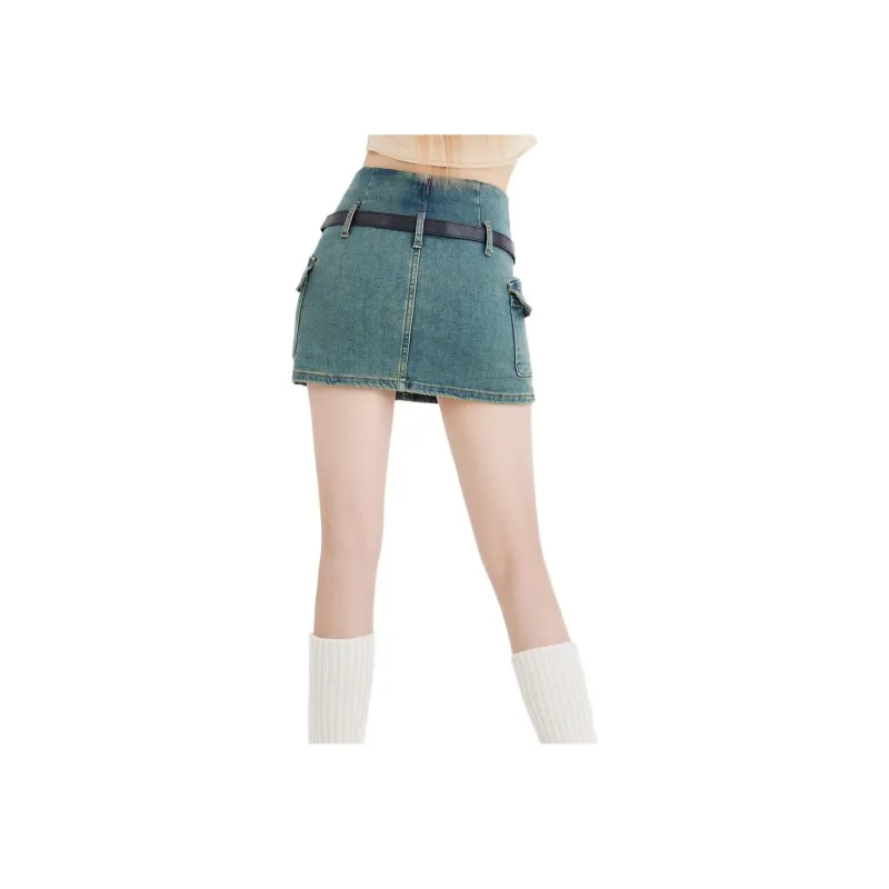 ZAVK Denim Short Skirts Women's Light Blue-4