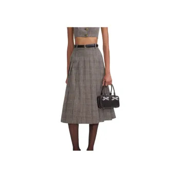 Self-portrait Check Pleated Midi Skirt