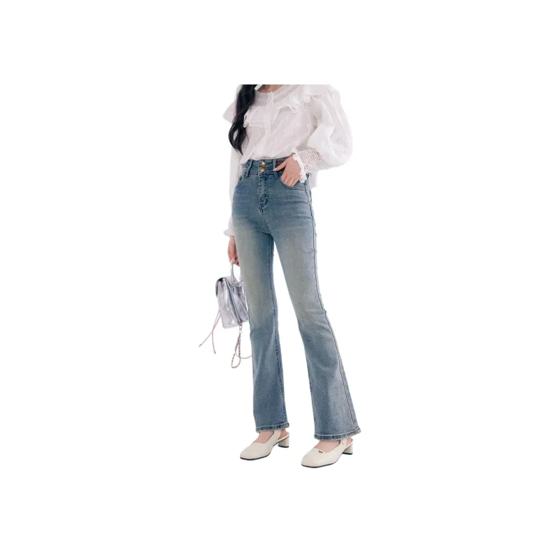 DEAR DEER PUFF Jeans Women's Blue-1