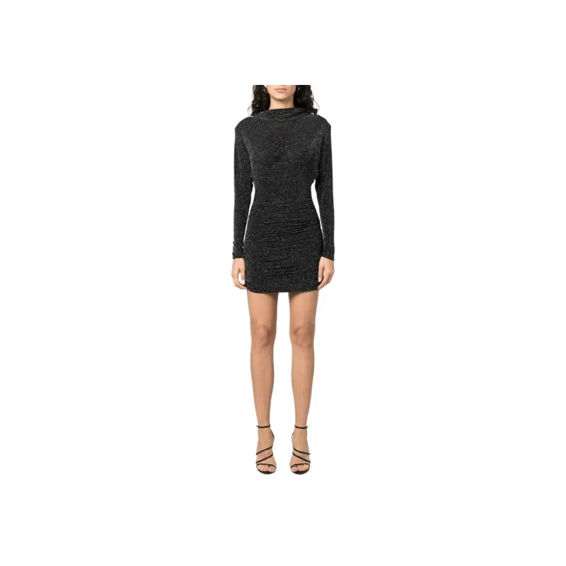 SAINT LAURENT Glittery Draped-back Mini Dress-2