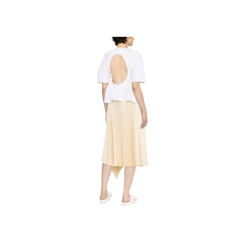 JIL SANDER Pleated Cut out Poplin Blouse-1