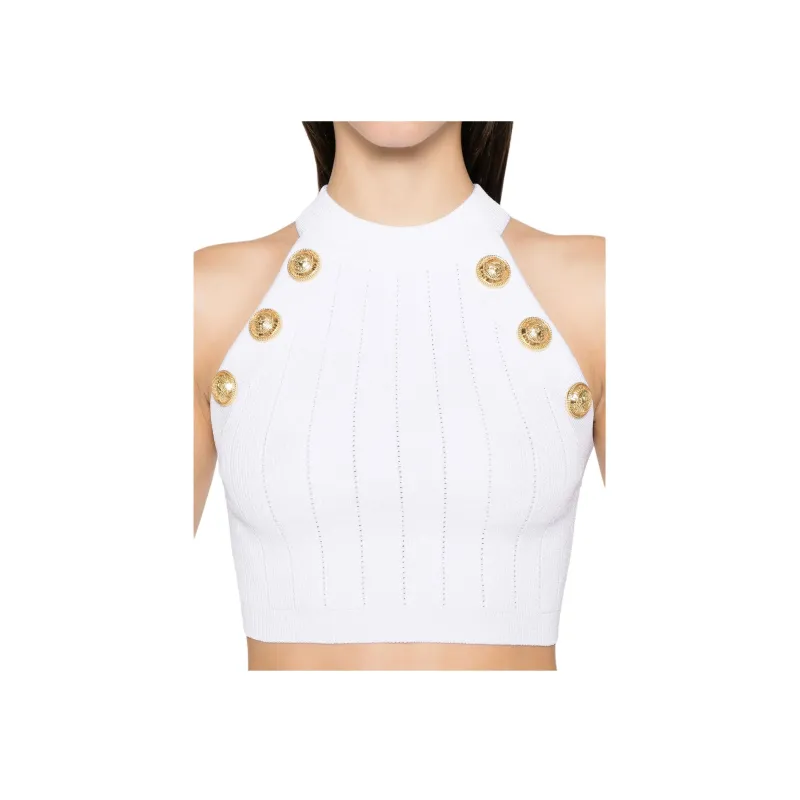 BALMAIN Halterneck Knit Cropped Top-2