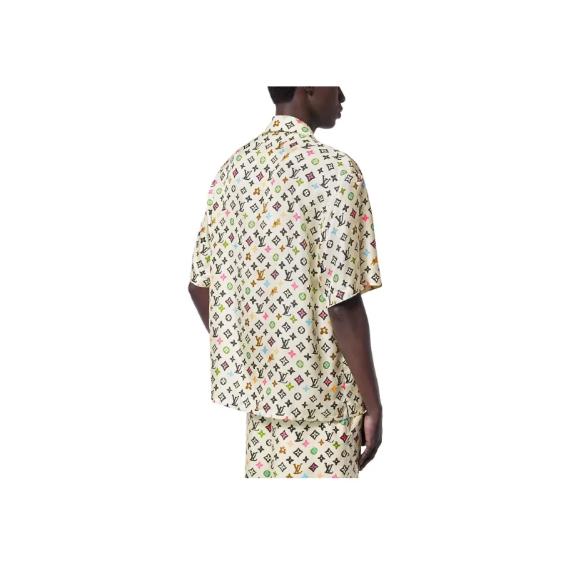 LOUIS VUITTON By Tyler The Creator Monogram Printed Short Sleeved Silk Shirt-4