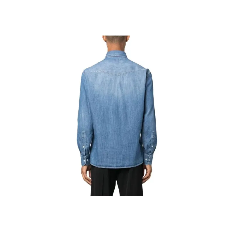 Brunello Cucinelli Button Up Straight Hem Denim Shirt-1