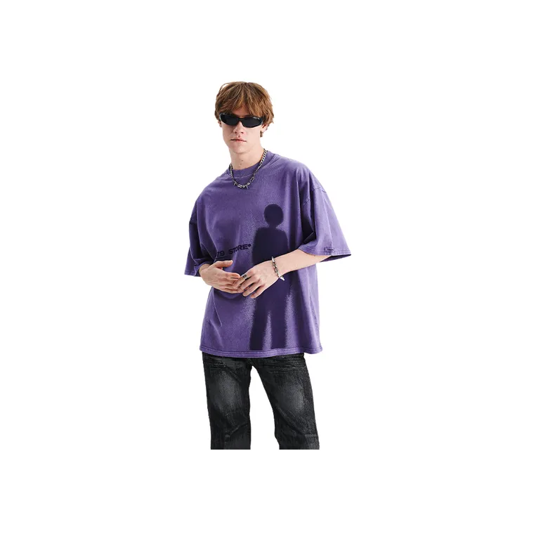 Spring And Summer National Tide Brand American Wash Old Direct Spray Figure Printing Shoulder Loosen Version Tide T Shirt-6