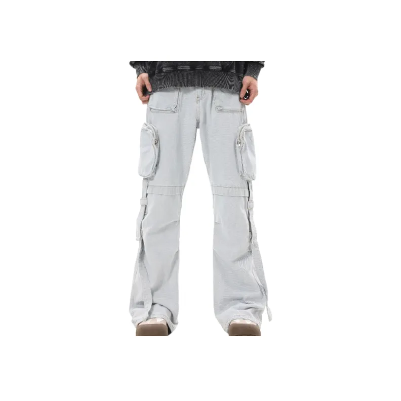 Washed Distressed Ribbon Stitching Jeans-2