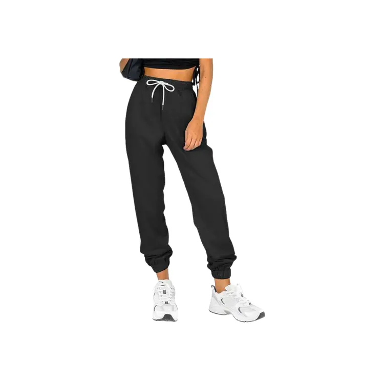 Simple Plain Knitted Fabric Casual Pants Women-4