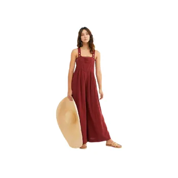 Fashionable Simple Cotton Linen Blend Overall Women