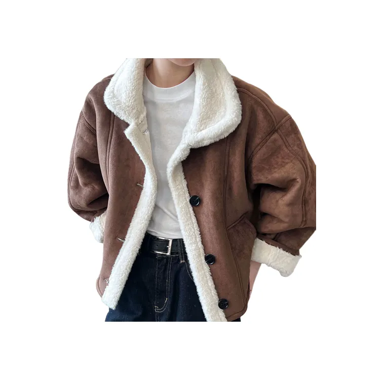 Fashionable Loose Suede Fabric Jacket-0