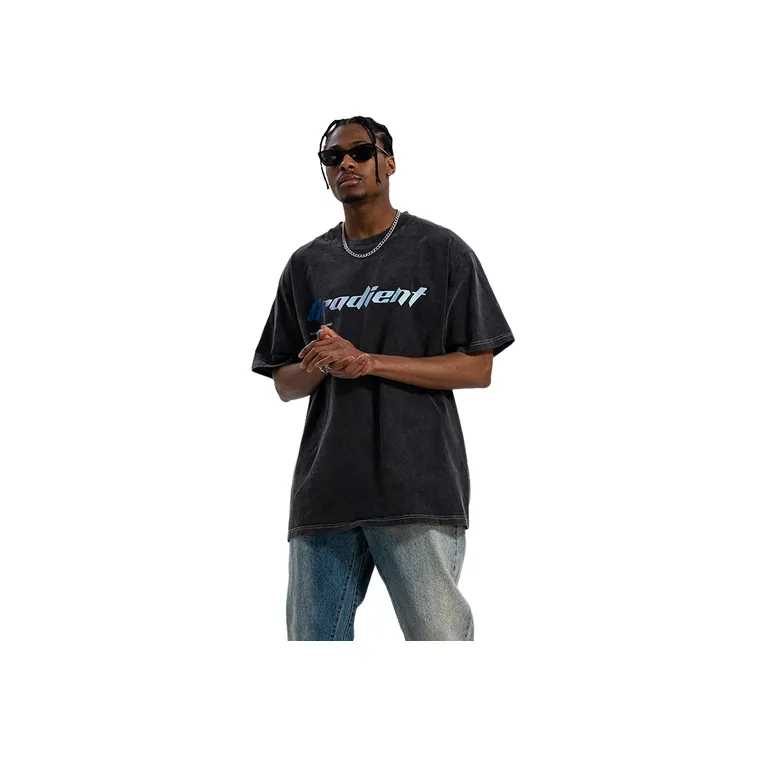 Old Direct Injection Printing Shoulder Loosen T Shirt-6