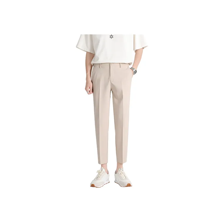 Casual Straight Leg Blended Synthetic Fabrics Suit Trousers-0