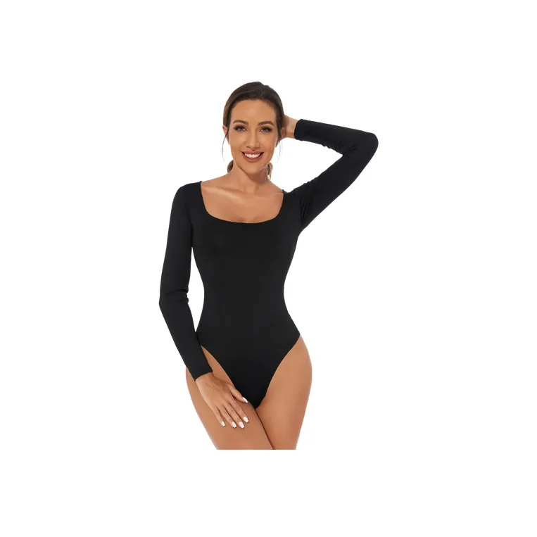Glamorous Plain Polyester Bodysuit Women-7