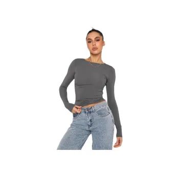 Sporty Fashionable Naked Feel Single Sided Brushed Fabric T Shirt Women