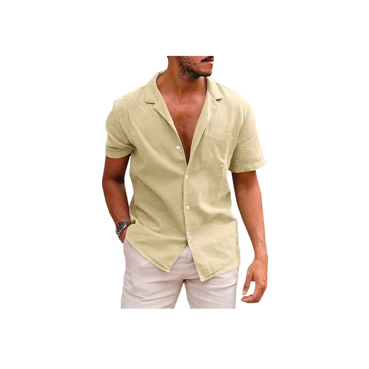 Loose Plain Flax Shirt-7