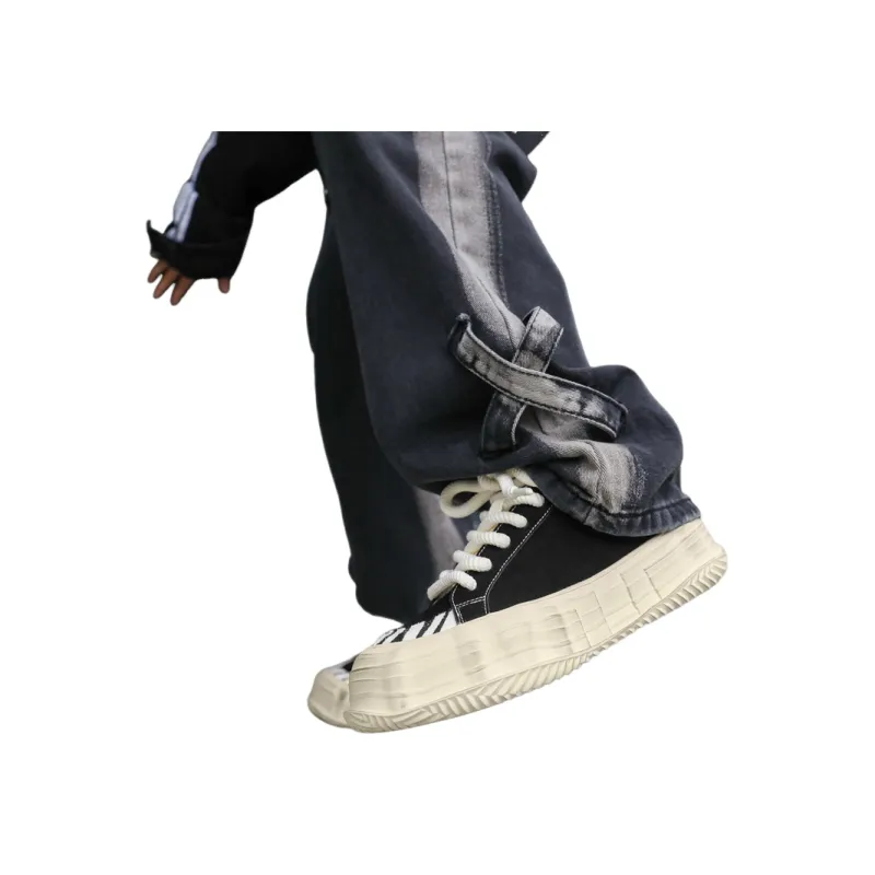 Black And White Zebra Striped Thick Sole Increased Dissolved Shoes-2