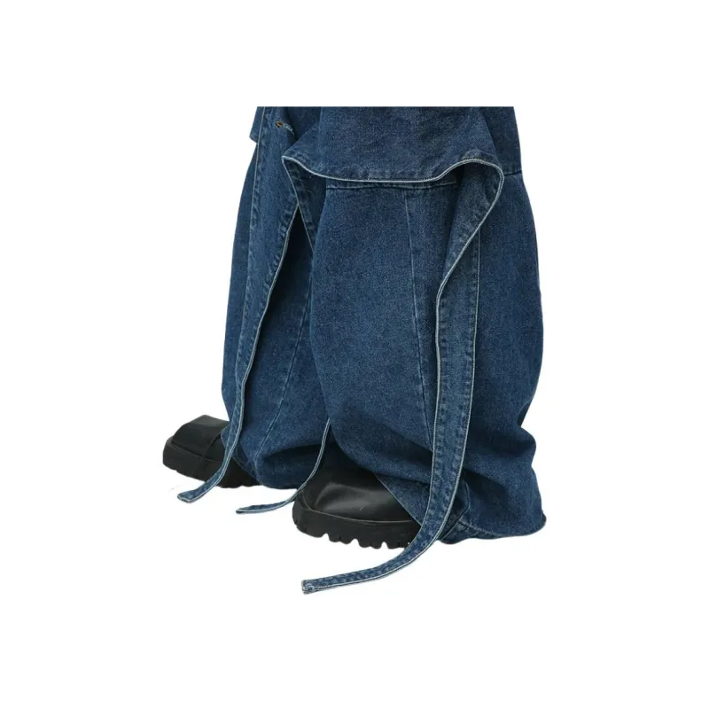 Niche Deconstruction Design Loose Washed Jeans-4