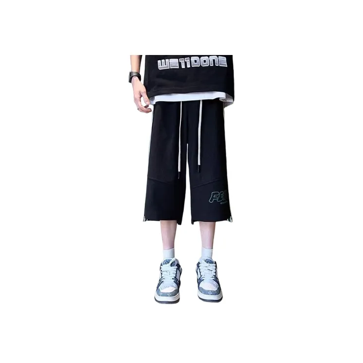 Striped Cropped Straight Shorts-0