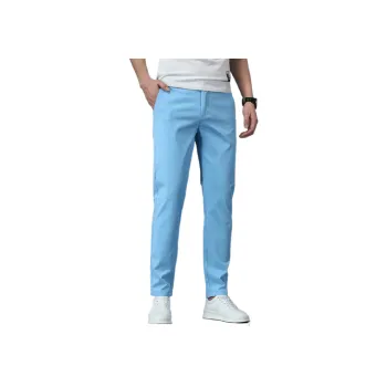 Fashionable Straight Leg Khaki Drill Fabric Casual Pants