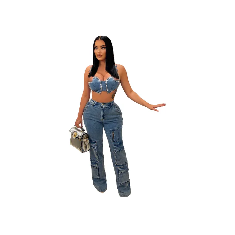 Fashionable Plain Jeans Women-2