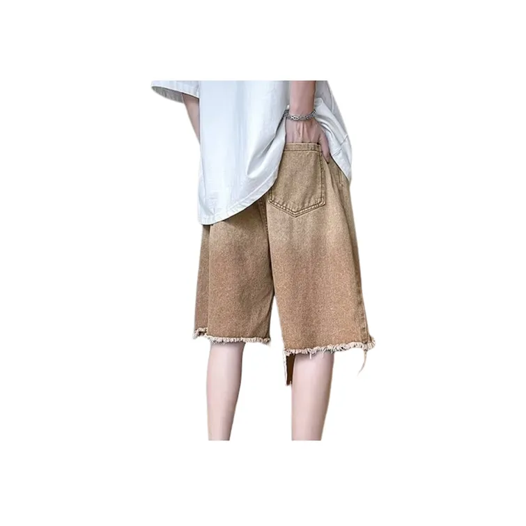 Washed Gradient Denim Shorts-1