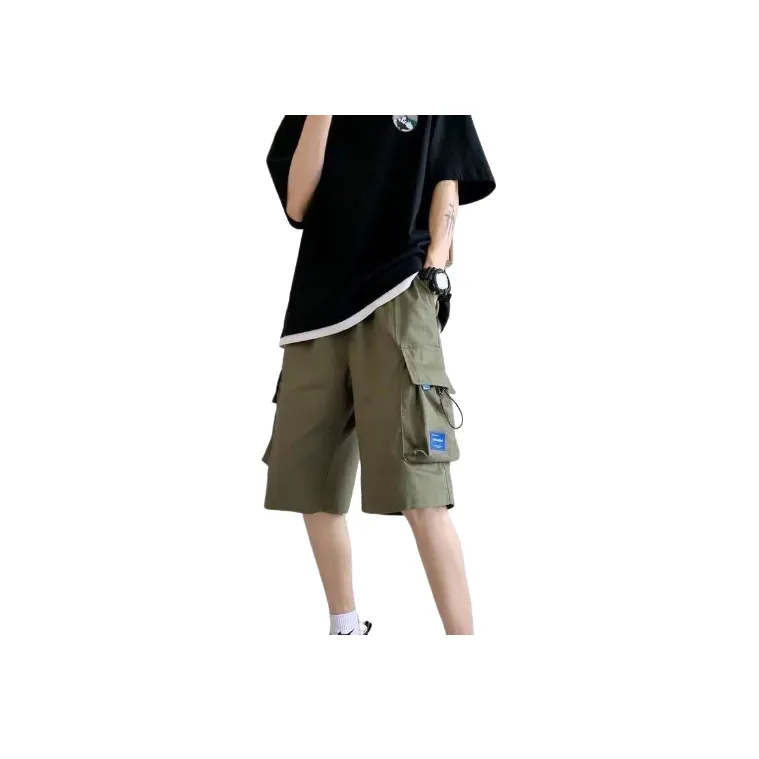 Retro Loose Polyester Cargo Shorts-0