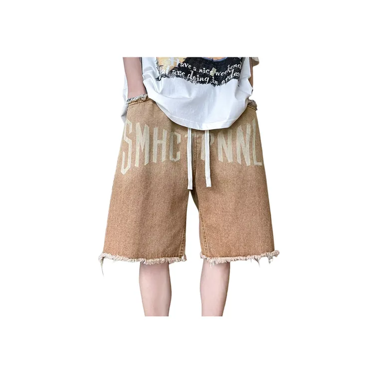 Washed Gradient Denim Shorts-0