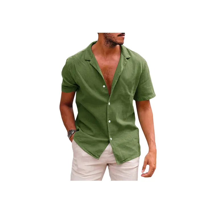 Loose Plain Flax Shirt-6