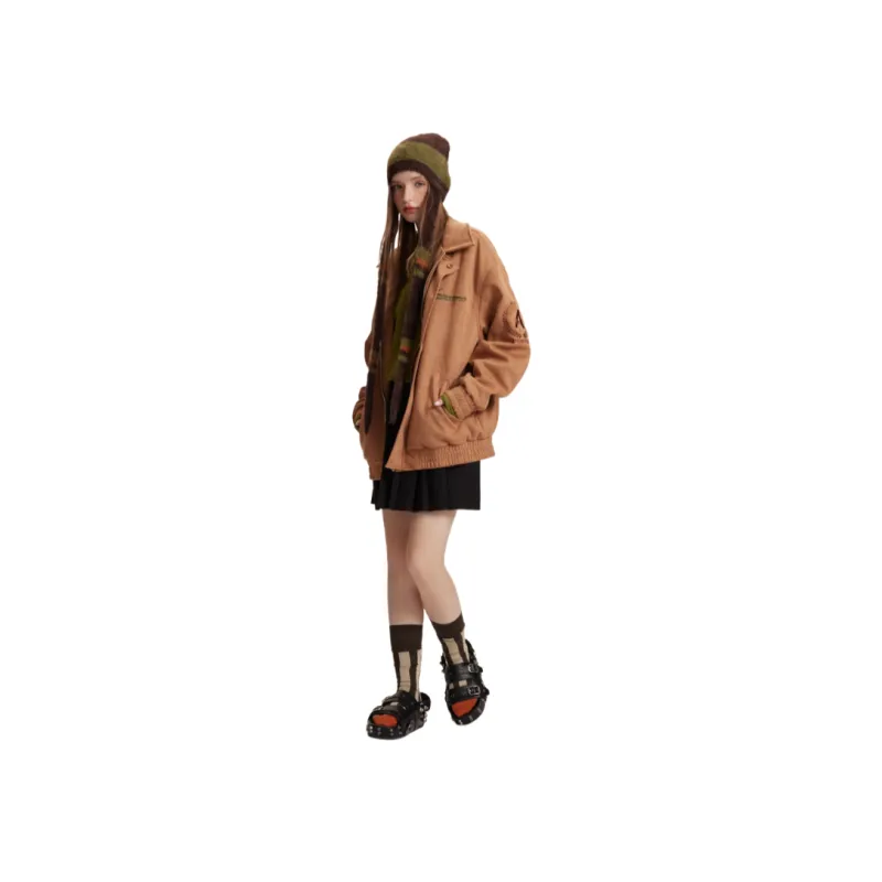 Retro PU Leather Loose Suede Lapel Frock Jacket-2