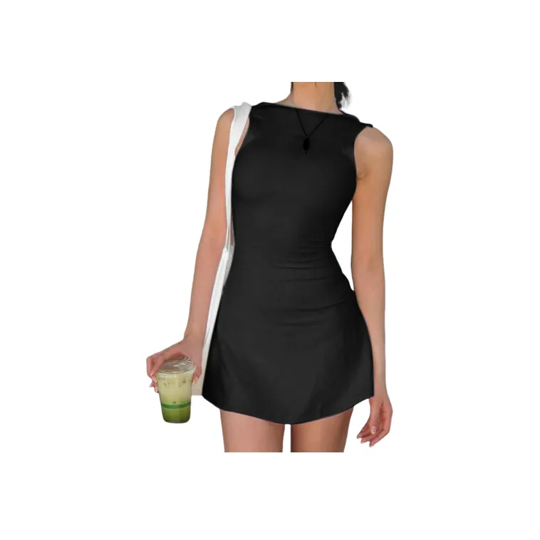 Fashionable Plain Dress Women-0