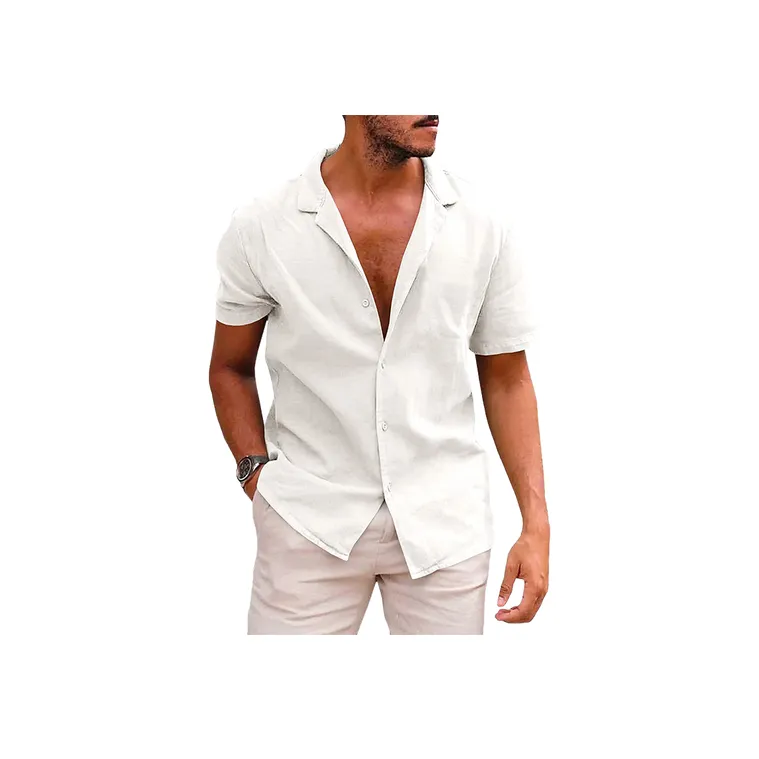 Loose Plain Flax Shirt-9