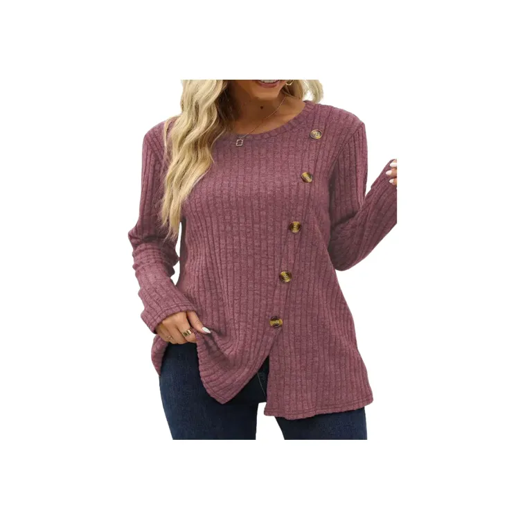 Simple Warm Ribbed Fabric Sweater Women-1