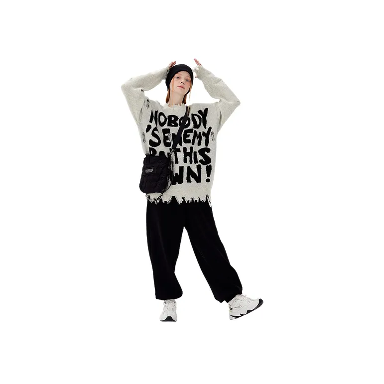 Street Distress Polyester Sweater-6