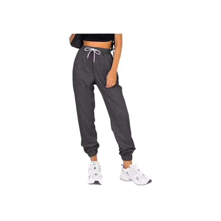 Simple Plain Knitted Fabric Casual Pants Women-6
