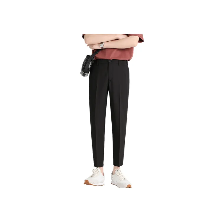 Casual Straight Leg Blended Synthetic Fabrics Suit Trousers-3