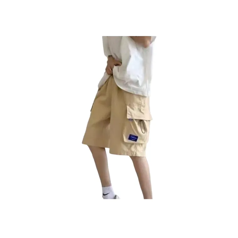 Retro Loose Polyester Cargo Shorts-3