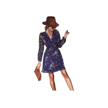 Fashionable Ditsy Flora Chiffon Dress Women