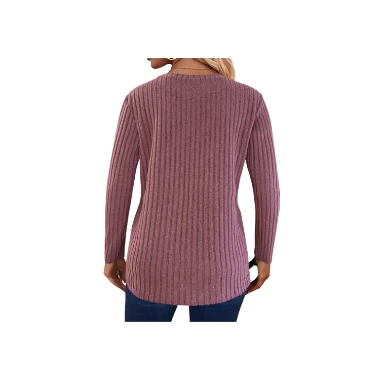 Simple Warm Ribbed Fabric Sweater Women-2