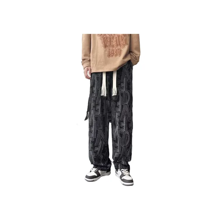 High Street Trendy Hip Hop Straight Loose All Match Pants-4