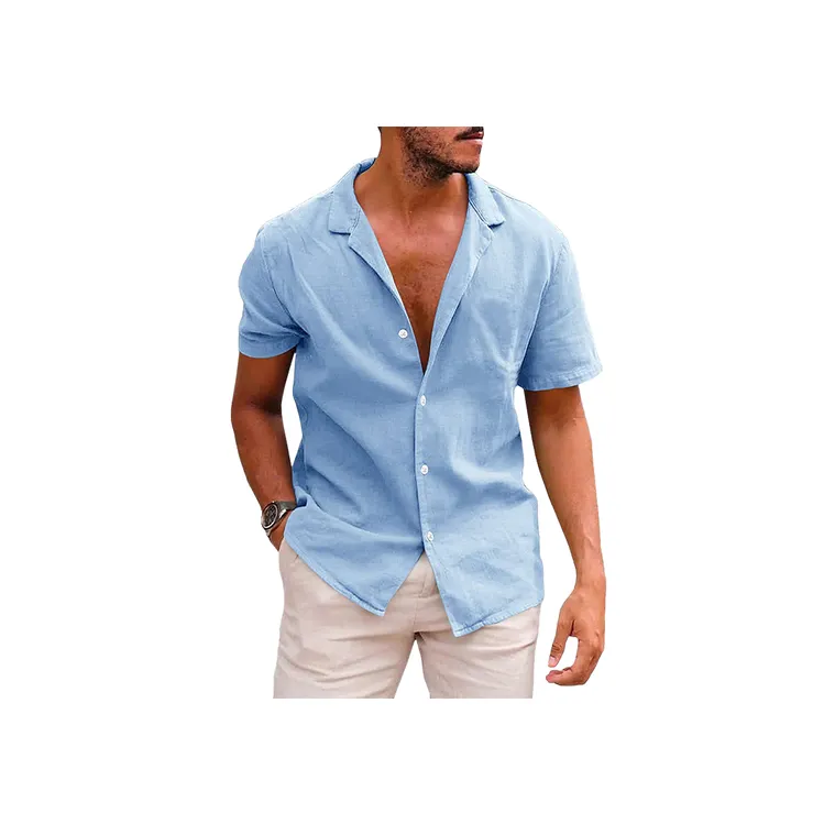 Loose Plain Flax Shirt-5