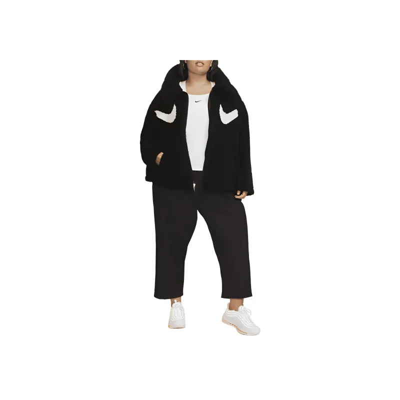 Nike Swoosh Full Zip Sherpa Jacket Black/White-1