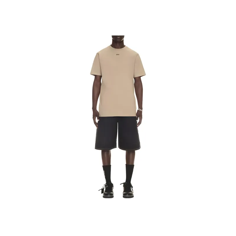 OFF WHITE Logo Embroidered Cotton T shirt-2