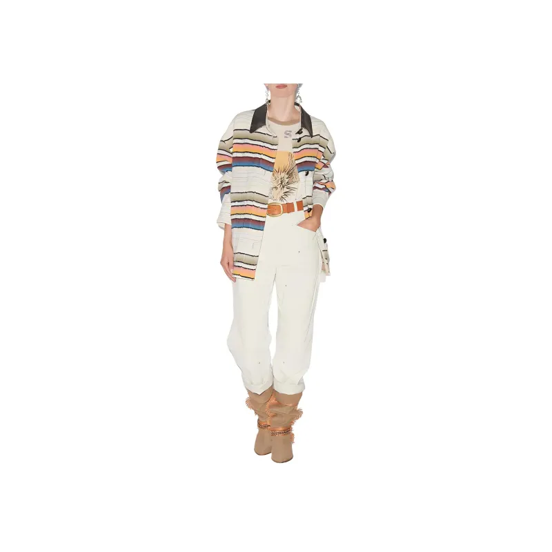 ISABEL MARANT Dayvi Striped Curved Hem Coat-1