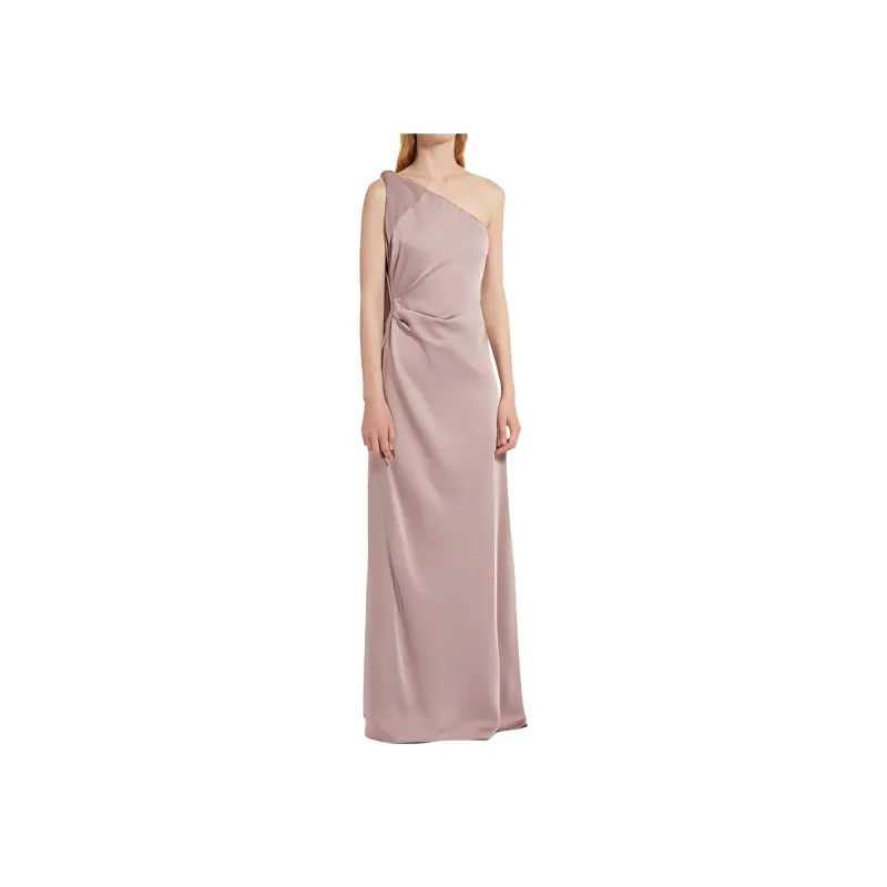 MaxMara Studio Bernard Collection Envers Satin One Shoulder Dress Sleeveless Dress Women's Fuchsia-1